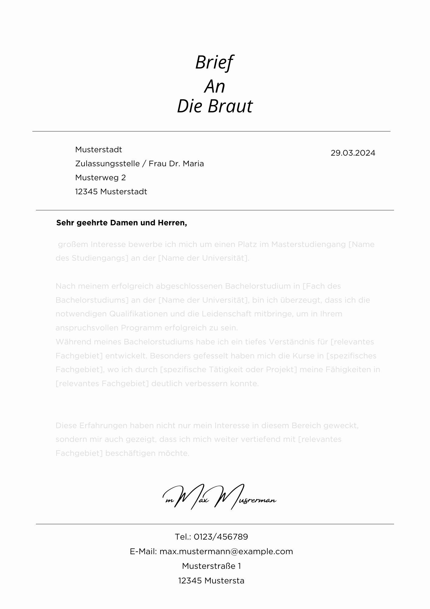 Brief An Die Braut