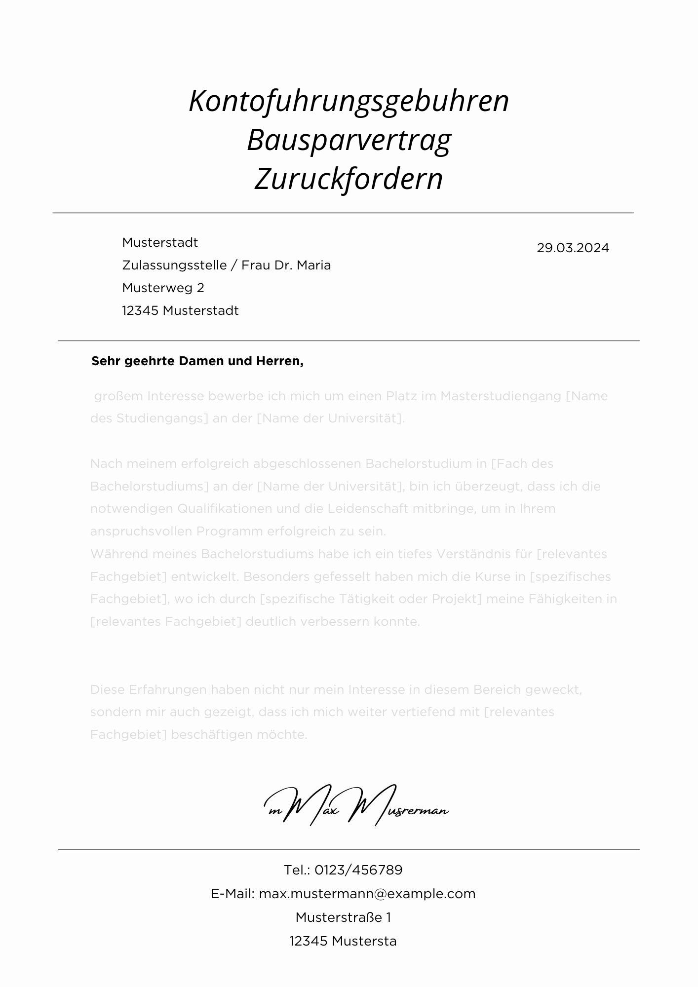 Kontoführungsgebühren Bausparvertrag Zurückfordern