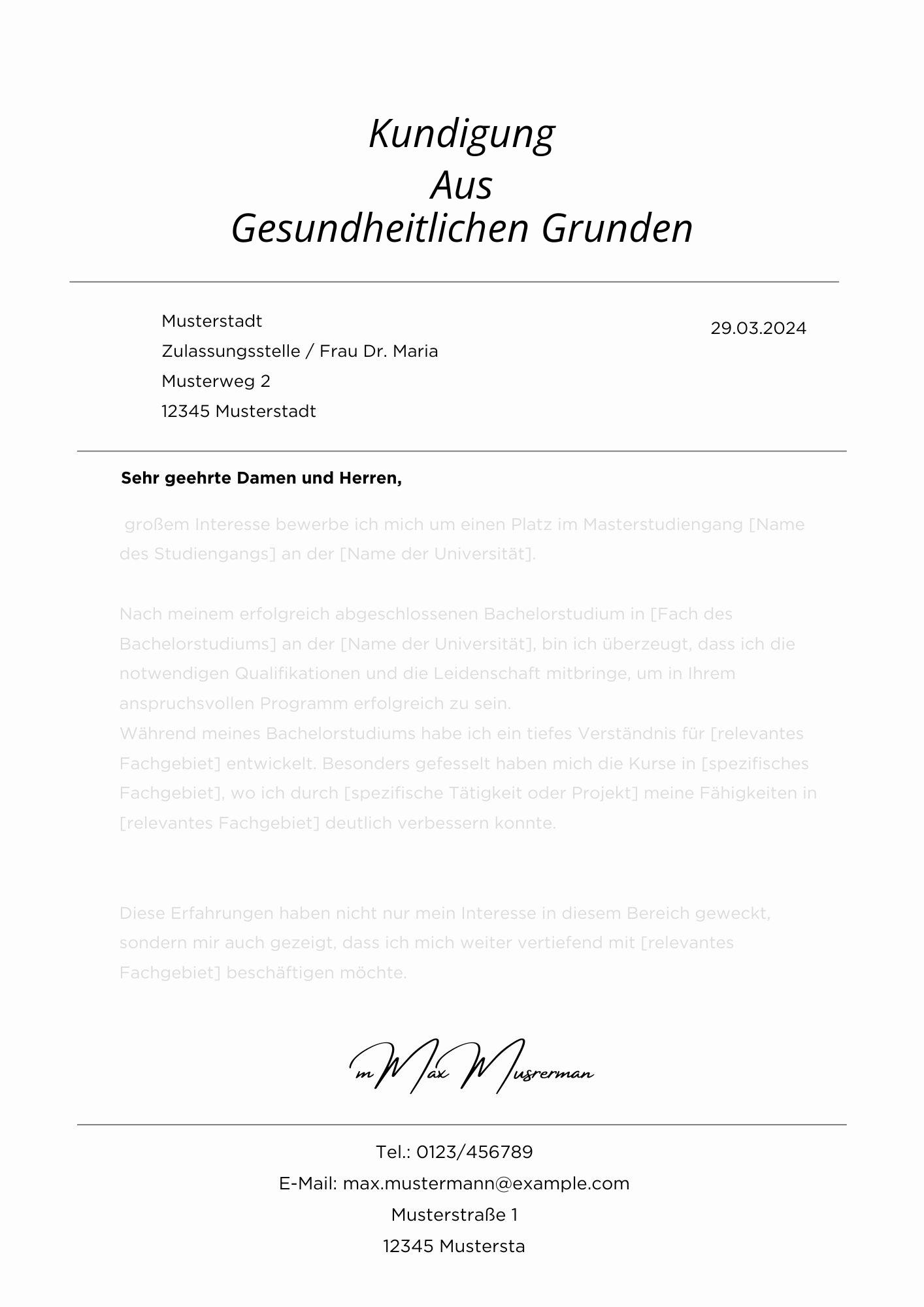 Kündigung Aus Gesundheitlichen Gründen