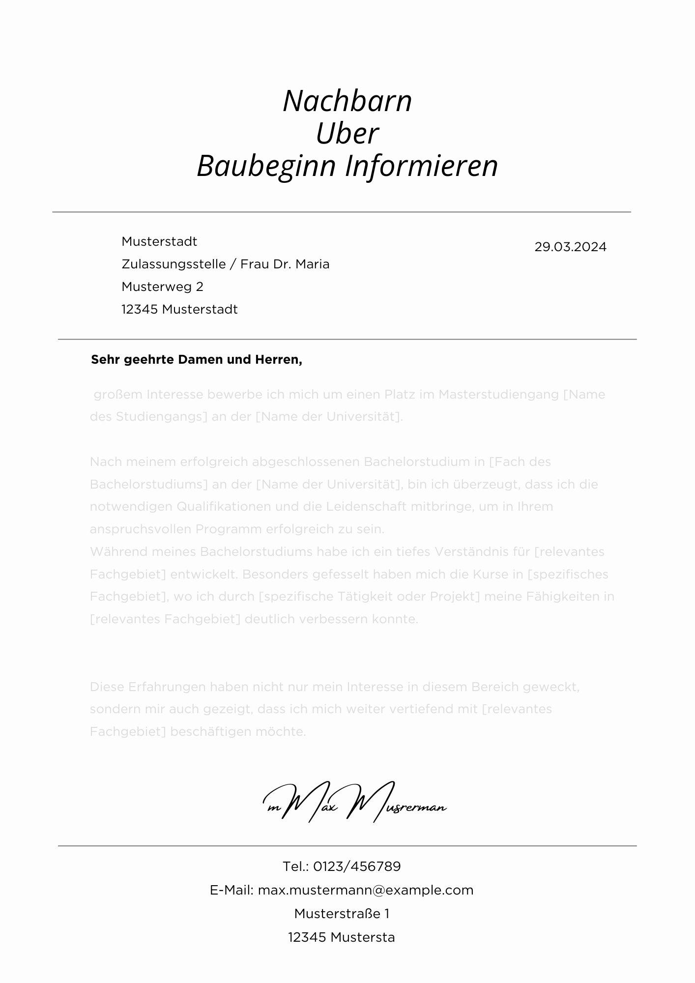 Nachbarn Über Baubeginn Informieren